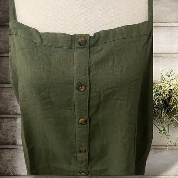 Torrid Olive Green Floral Double Gauze Ruffle Button Front Tank Top Sz 2X - Picture 7 of 10